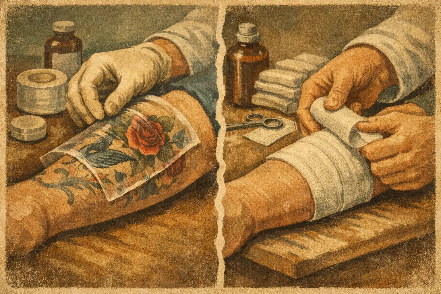 Pellicola tatuaggio vs garza sterile: quale usare?
